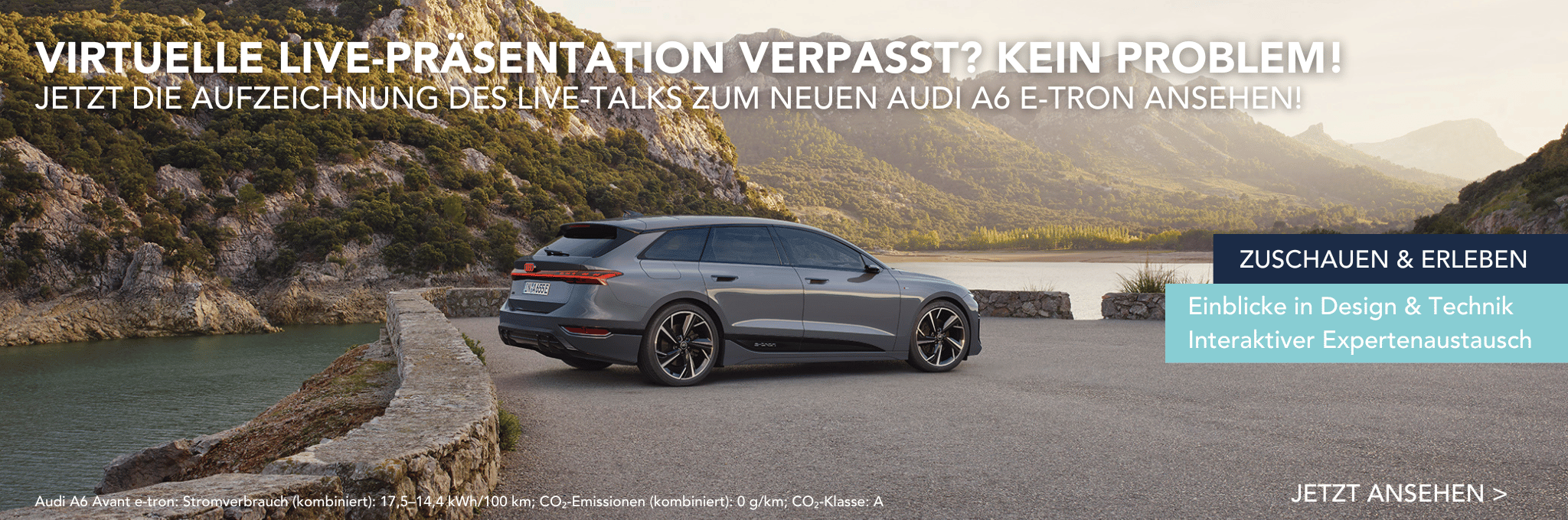 Slider Audi A6 e-tron Livepräsentation verpasst