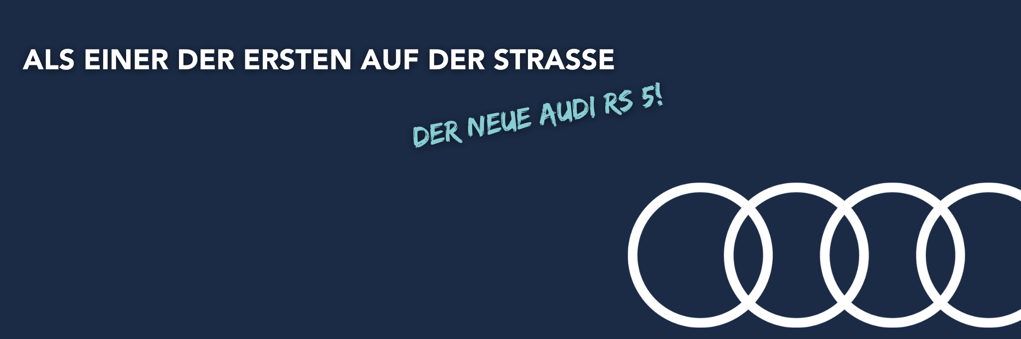 Dunkelblauer Hintergrund mit Audi Logo und Text